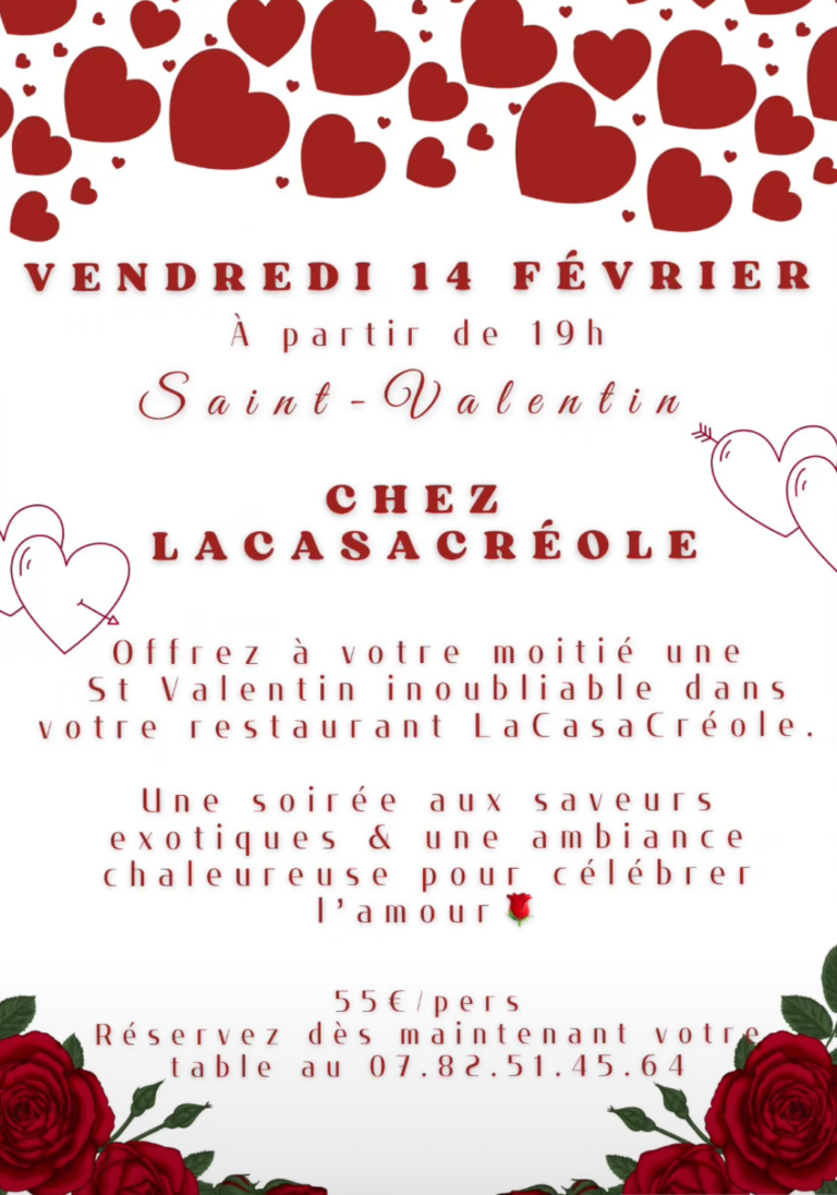 Saint-Valentin : dîner à la Casa Créole à Chaumes-en-Brie_Chaumes-en-Brie